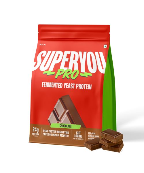 SuperYou: Pro Fermented Yeast Protein | 24g Protein| Chocolate | Peak Absorption | Superior Muscle Recovery | Gut Friendly + 1Bn CFU Probiotics | PDCAAS of 1 - 1kg