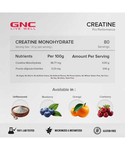 GNC: Pro Performance Creatine Monohydrate | 100gm |  Blueberry
