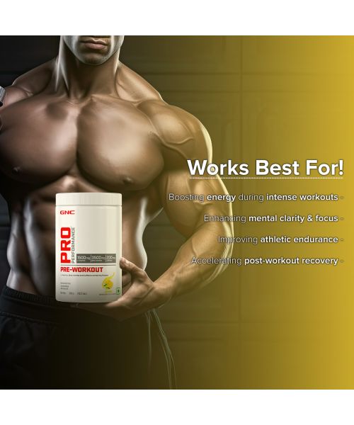 GNC: Pro Performance Pre-Workout | Boosts Energy & Endurance |   1.5gm L-Arginine | 3.5gm Beta-Alanine | 0.2gm Caffeine |Lemon | 360gm