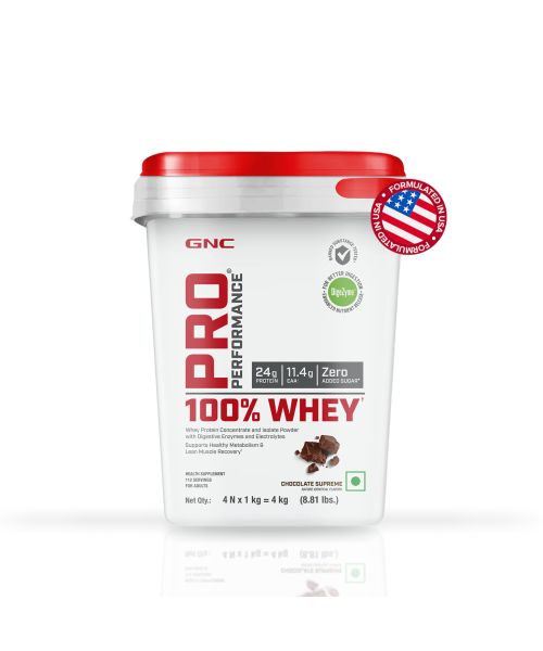 GNC: Pro Performance 100% Whey Protein Powder | Boosts Strength & Endurance  | 24gm Protein | 5.5gm BCAA | Chocolate Supreme | 4Kg