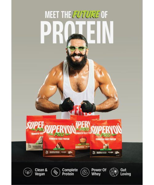 SuperYou: Pro Fermented Yeast Protein | 24g Protein| Coffee | Peak Absorption | Superior Muscle Recovery | Gut Friendly + 1Bn CFU Probiotics | PDCAAS of 1 - 1kg