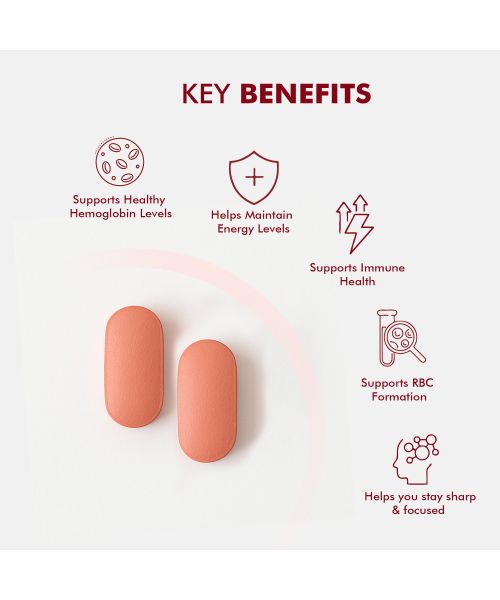 Dr. Morepen: Iron & Zinc Tablets - Immunity & Hemoglobin Booster - 60 Tablets