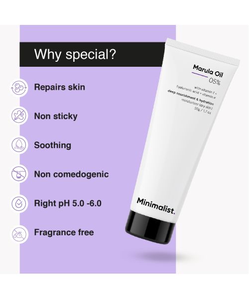 Minimalist: 5%  Marula Oil Face Moisturizer with Hyaluronic Acid & Vitamin F & E - 50g