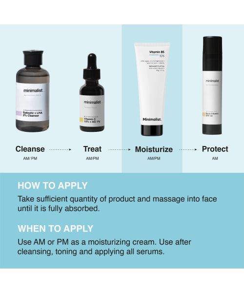 Minimalist: 10% Vitamin B5 Oil Free Moisturizer with Zinc, Copper, Magnesium & HA - 50g