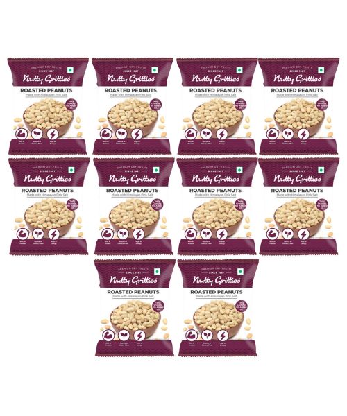 Nutty Gritties: Roasted Salted Peanuts with Himalayan Pink Salt- (Pack of 10 - 40g each ) - 400g