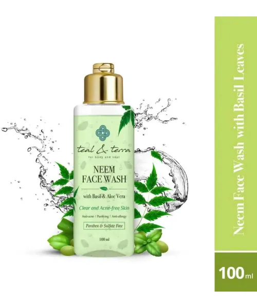 Teal and Terra: Neem Face Wash With Basil & Aloe Vera - 100ml