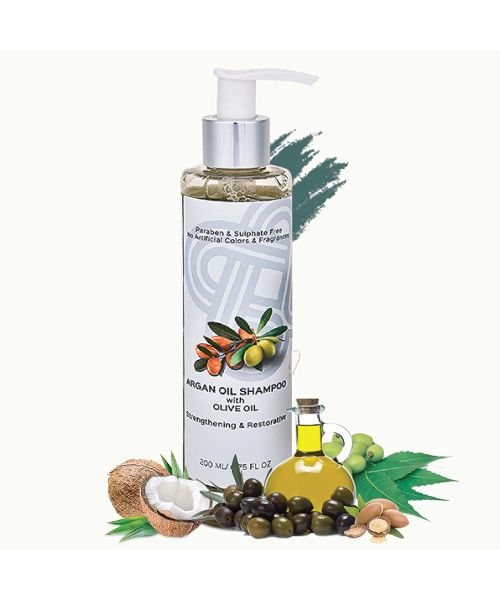 Teal and Terra: Shampoo With Argan Oil, Olive Oil For Hair Strengthening & Restoration - 200ml