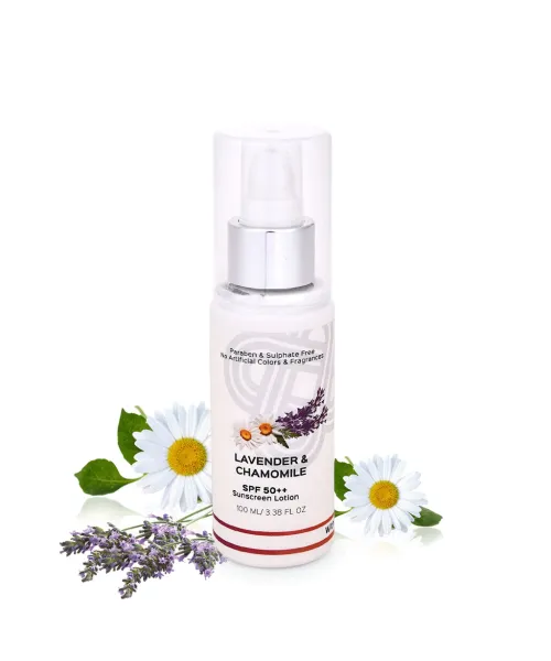 Teal and Terra: Mattifying Sunscreen SPF 50+ With Lavender Oil  Chamomile Extract Shea Butter Kokum Butter And Vitamin E - 100ml