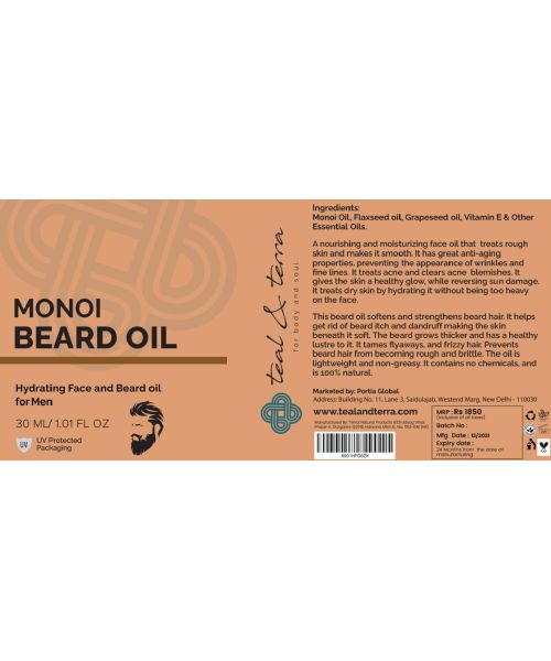 Teal and Terra: Monoi Beard Oil - 30ml