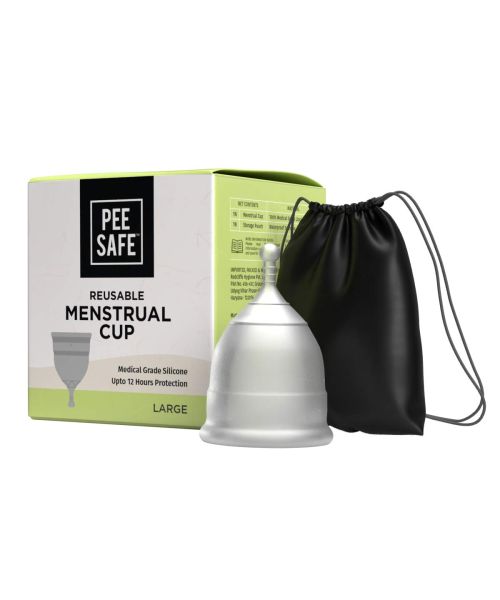Pee Safe: Reusable Menstrual Cup with Medical Grade Silcone for Women - Large