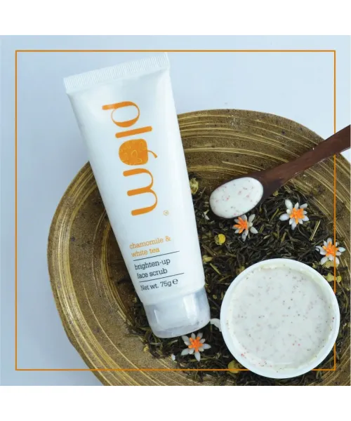 Plum: Chamomile & White Tea Brighten-Up Face Scrub - 75gm