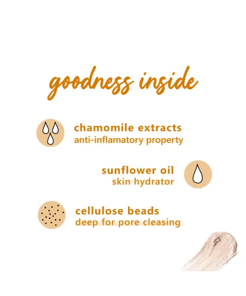 Plum: Chamomile & White Tea Brighten-Up Face Scrub - 75gm