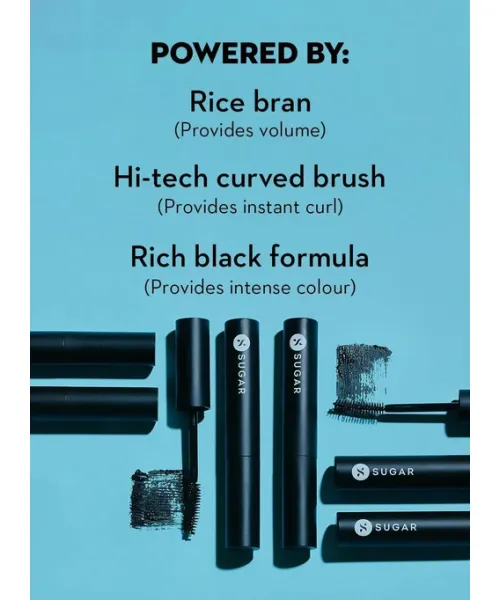 Sugar Cosmetics : Uptown Curl - Lengthening Mascara - 01 Black Beauty (Black Mascara) - 5gm