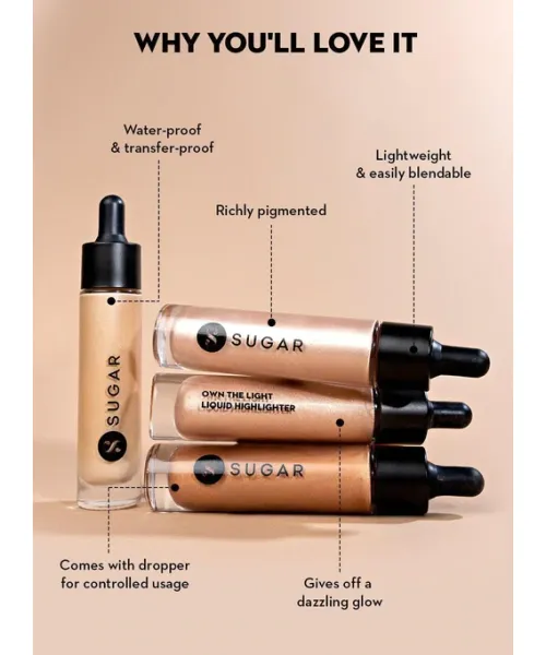 Sugar Cosmetics : Own The Light - Liquid Highlighter - 02 Diva Dazzle (Rosey Taupe) - 20ml