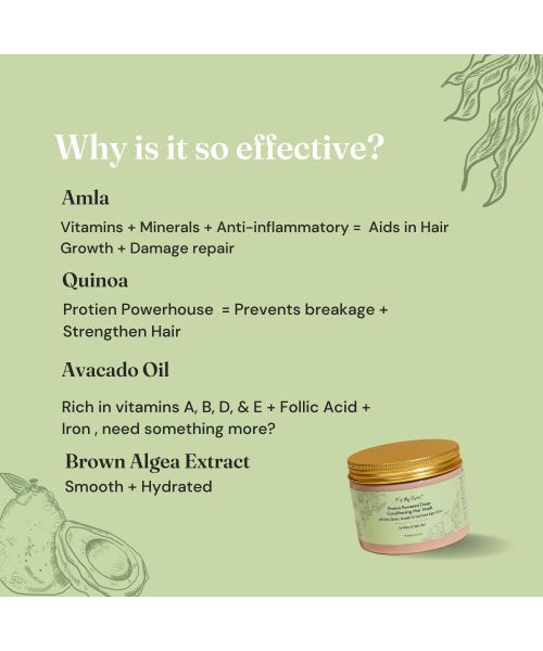 Fix My Curls : Protein Powered Deep Conditioning Mask With Amla, Quinoa, Avocado Oil, & Brown Algae Extract for Curly and Wavy Hair -300gm