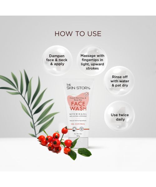 The Skin Story: French Red Clay & Rose Hip Facewash (Oil & Pollution Control) - 100 gm