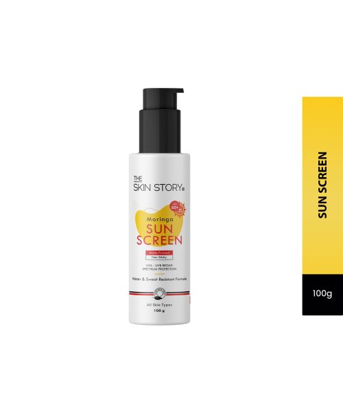 The Skin Story: Moringa Sunscreen - UVA & UVB Broad Spectrum Protection - Non Sticky - SPF 50+ - 100 gm