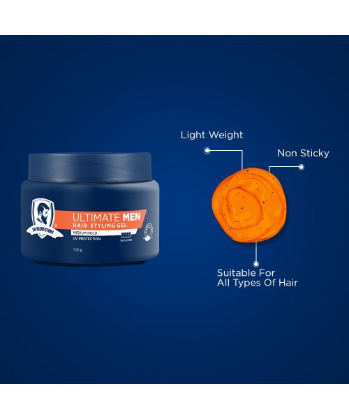 The Beard Story: Hair Styling Gel For Medium Hold, UV Protection , 100 % Shine - 100 gm