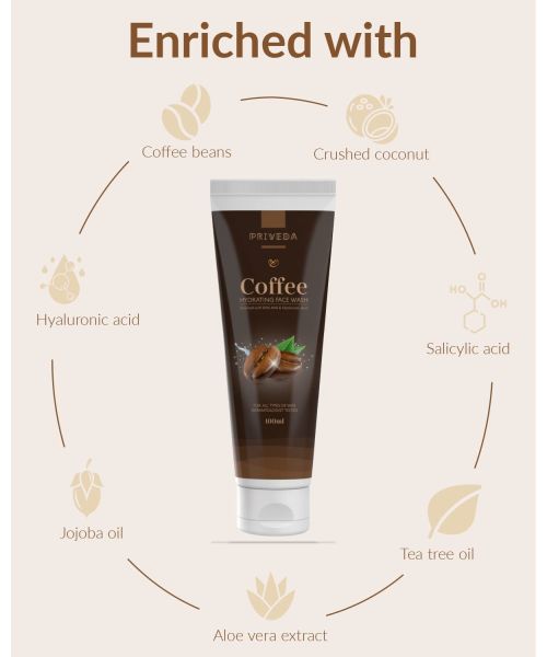 Priveda: Daily-Use Hydrating Coffee Face Wash - 100ml| For All Skin | Suitable For Both Women And Men