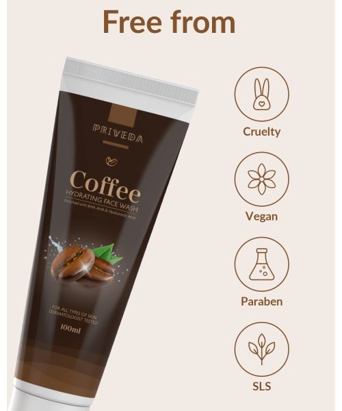 Priveda: Daily-Use Hydrating Coffee Face Wash - 100ml| For All Skin | Suitable For Both Women And Men