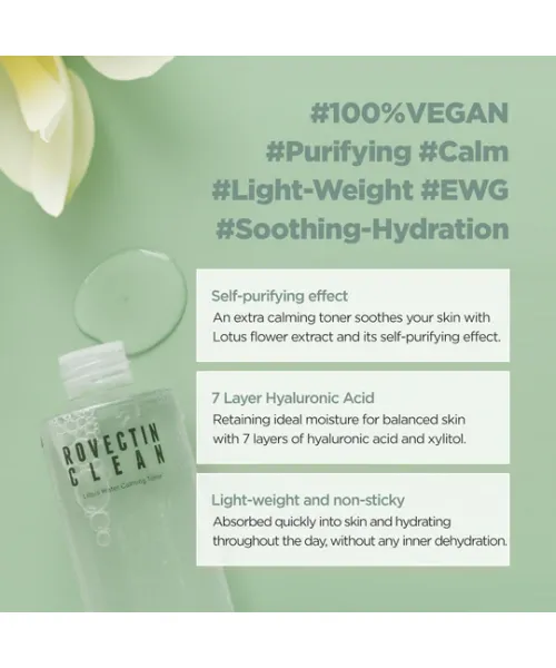 Rovectin: Clean Lotus Water Calming Toner - 200ml