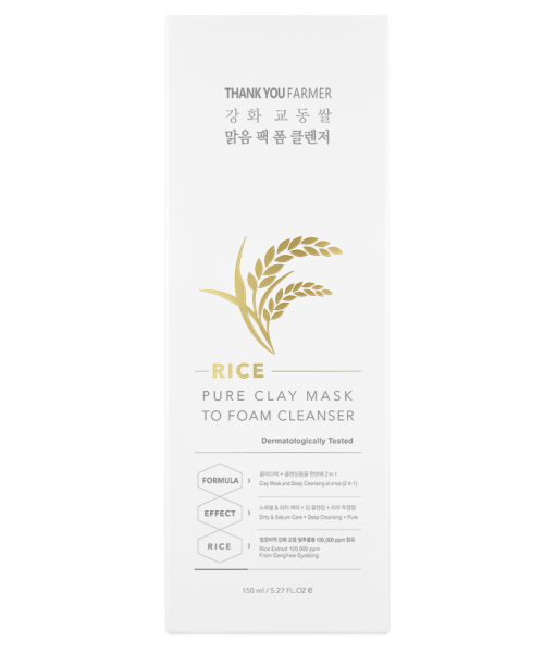 Thank You Farmer: Rice Pure Clay Mask to Foam Cleanser - 150ml