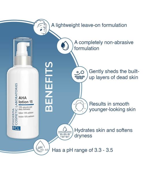 Fixderma Cosmetic Laboratories: AHA Lotion 15 Hydrates Skin And Softens Dryness - 100ml
