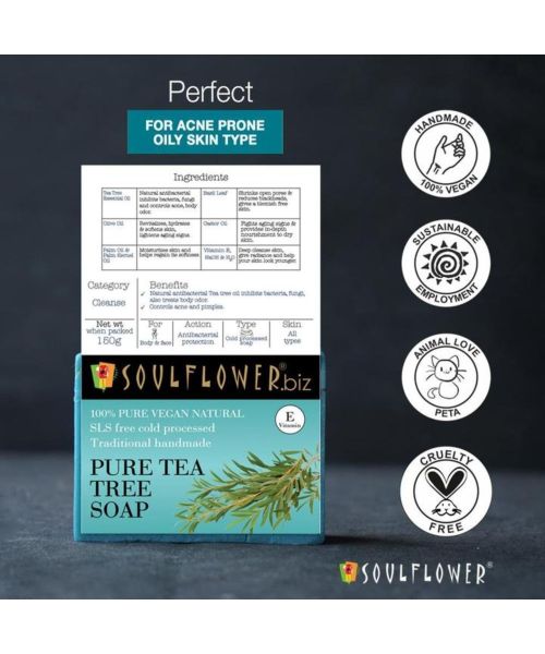 Soulflower: Pure Tea Tree Soap - 150g