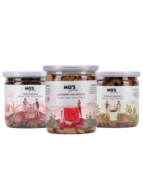 MOS Bakery: Combo of Raspberry Jam Cookies, Sugar Free Coffee Cookies & Ragi Cookies