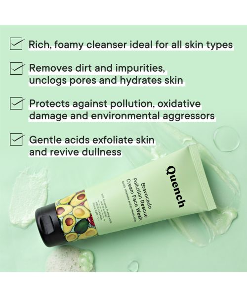 Quench Botanics: Bravocado Pollution Rescue Cream Face Wash - 100ml