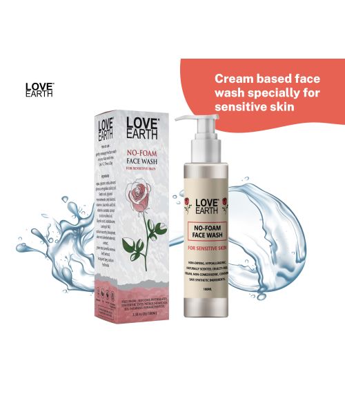 Love Earth: No Foam Face Wash for Normal to Sensitive Skin Gentle Skin Cleanser - 100ml