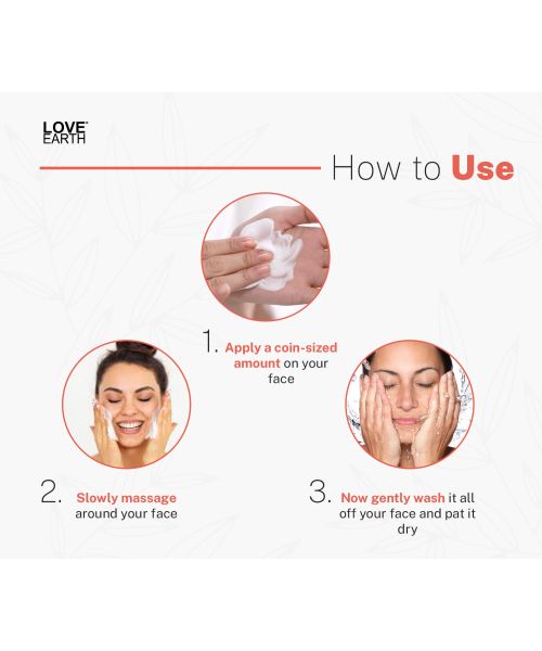 Love Earth: No Foam Face Wash for Normal to Sensitive Skin Gentle Skin Cleanser - 100ml