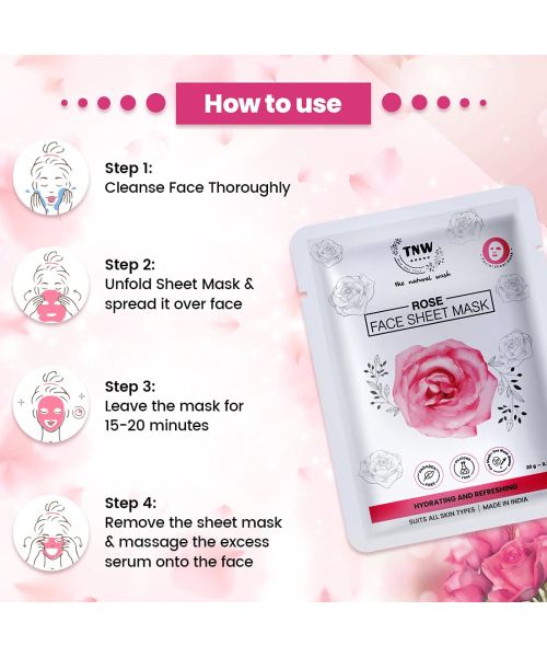 TNW - The Natural Wash: Rose Face Sheet Mask (Hydrating & Refreshing) - 20gm