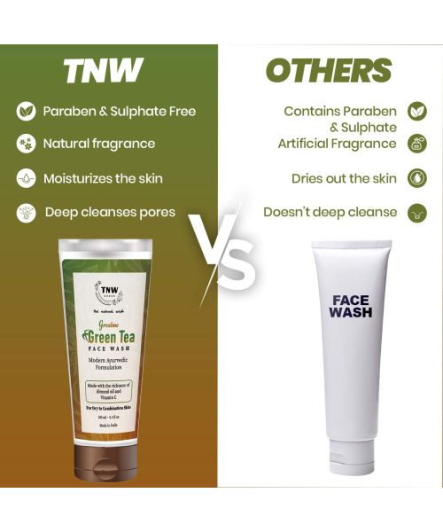 TNW - The Natural Wash: Green Tea Face Wash (Grealmo) For Dry To Combination Skin - 100ml