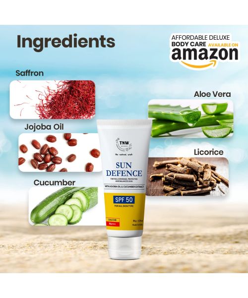 TNW - The Natural Wash: Sun Defence SPF 50 Cream (Paraben Free) - 50gm