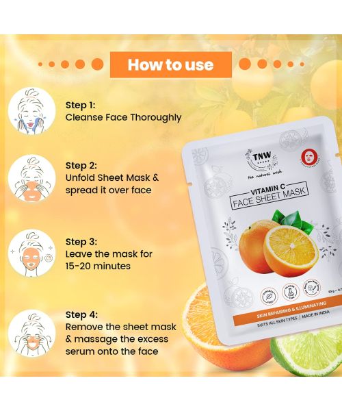TNW - The Natural Wash: Vitamin C Face Sheet Mask (Skin Repairing & Illuminating) - 20gm