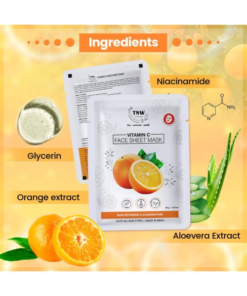 TNW - The Natural Wash: Vitamin C Face Sheet Mask (Skin Repairing & Illuminating) - 20gm