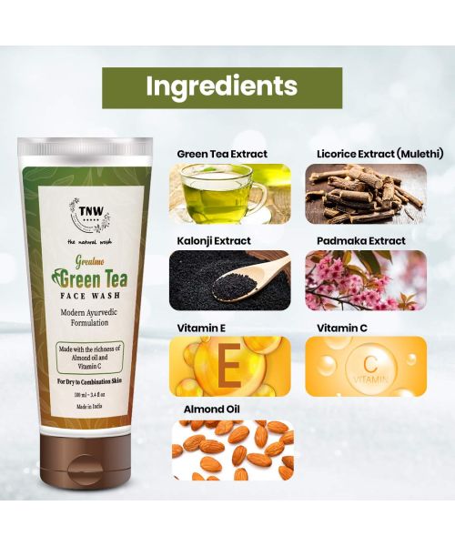 TNW - The Natural Wash: Green Tea Face Wash (Grealmo) For Dry To Combination Skin - 100ml