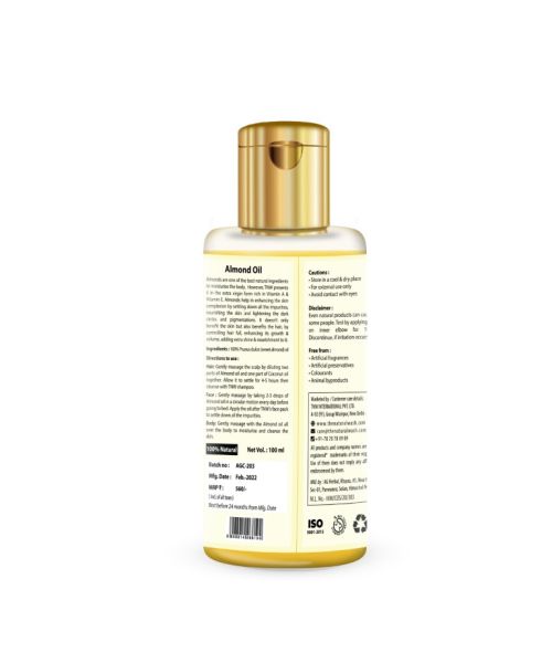 TNW - The Natural Wash: Virgin Almond Oil (Cold Pressed Oil For Skin & Hair) - 100ml