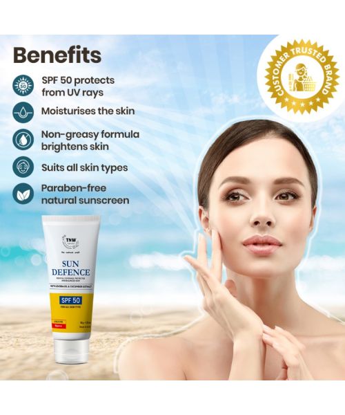 TNW - The Natural Wash: Sun Defence SPF 50 Cream (Paraben Free) - 100ml