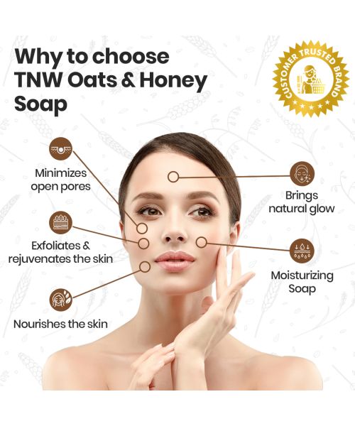 TNW - The Natural Wash: Handmade Oats And Honey Soap For Dry & Combination Skin (Prevents Tanning & Minimizing Pores) - 100g