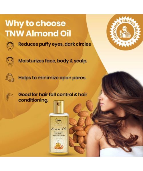 TNW - The Natural Wash: Virgin Almond Oil (Cold Pressed Oil For Skin & Hair) - 100ml