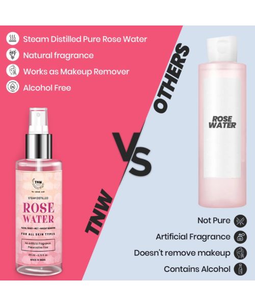 TNW - The Natural Wash: Steam Distilled Pure Rose Water (Free From Artificial Fragrance & Alcohol) - 200ml