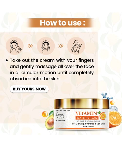 TNW - The Natural Wash: Vitamin C Water Cream For Glowing, Hydrated & Soft Skin - 50gm