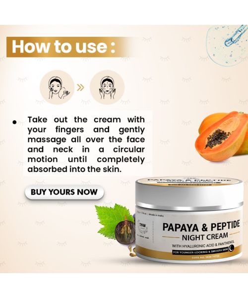 TNW - The Natural Wash: Papaya & Peptide Night Cream For Younger Looking & Smooth Skin - 50gm