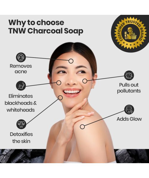 TNW - The Natural Wash: Handmade Charcoal Soap For Oily Skin (Heals Acne & Blackheads) -100g