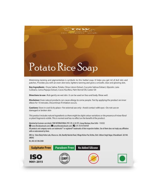TNW - The Natural Wash: Handmade Potato Rice Soap For Oily Skin (Lightens Tanning & Pigmentation) -100g