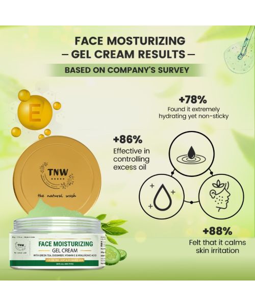 TNW - The Natural Wash: Face Moisturizing Gel Cream For Oil Free, Soft & Hydrated Skin - 50gm