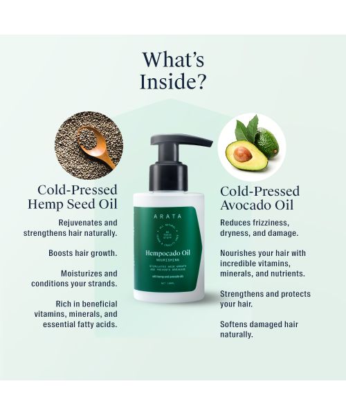 Arata: Natural Nourishing Hempocado Hair Oil - 100ml