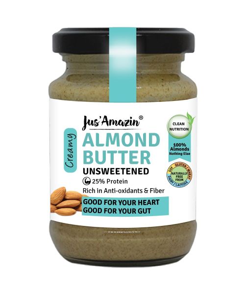 Jus Amazin: Creamy Almond Butter - Unsweetened - 125 gm